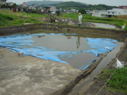 水没した発掘現場