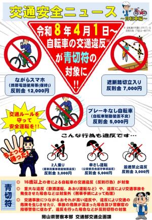交通安全ニュース（自転車の交通違反が青切符の対象に！！）(1)
